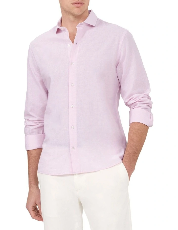 Linen Cotton Blend Shirt in Pirouette image 1