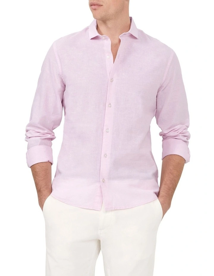 Linen Cotton Blend Shirt in Pirouette image 2