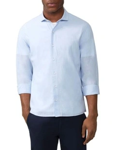 Linen Cotton Blend Shirt in Sky
