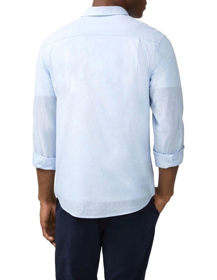 Linen Cotton Blend Shirt in Sky image 2
