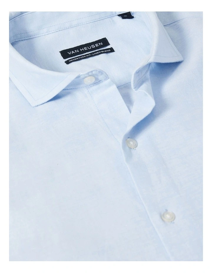 Linen Cotton Blend Shirt in Sky image 4