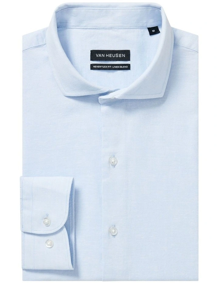 Linen Cotton Blend Shirt in Sky image 5