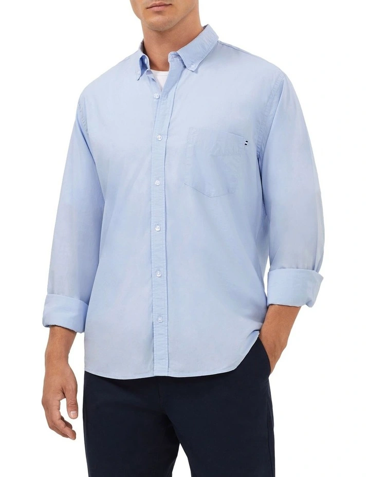 Washed Sateen Twill Nevertuck Shirt in Sky image 1