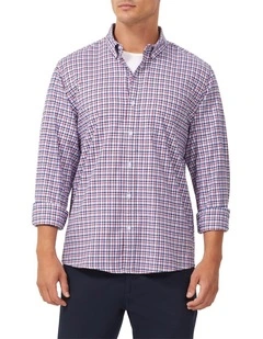 Stretch Gingham Oxford Casual Shirt in Red