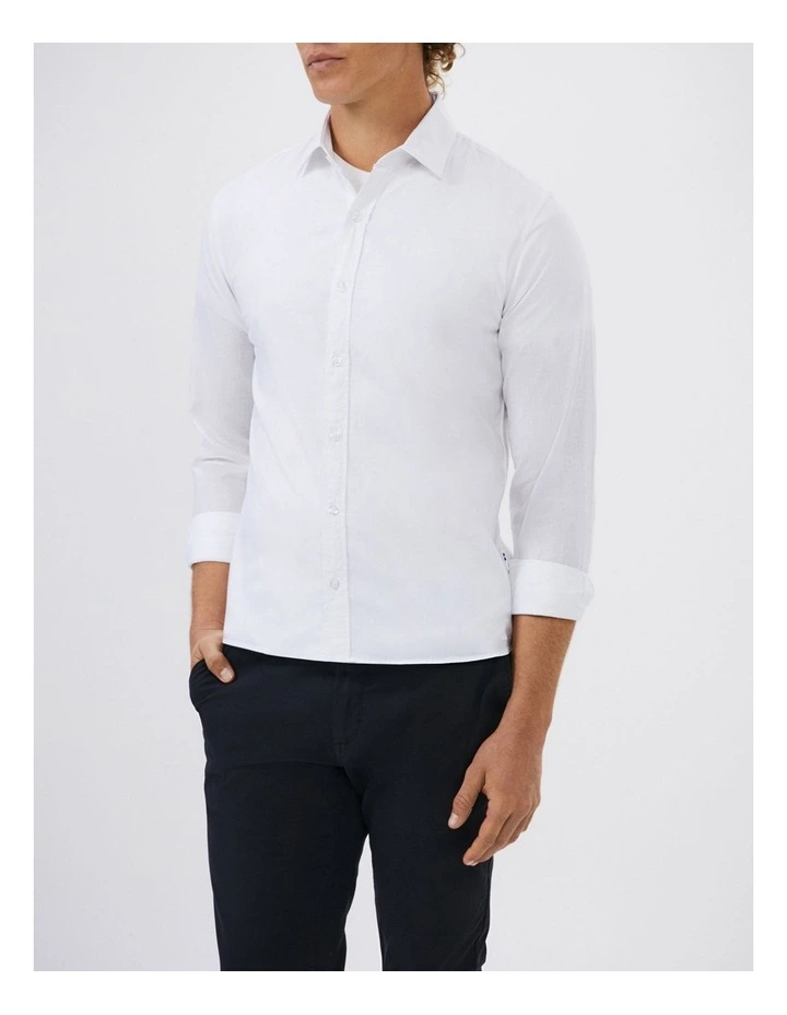 Linen Cotton Blend Shirt in White image 1