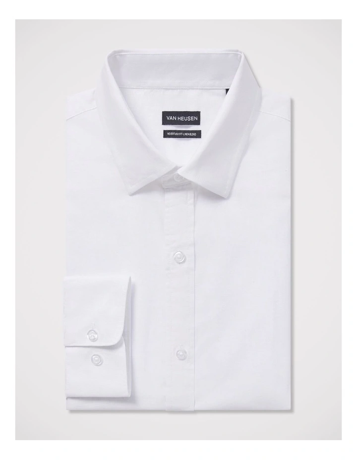 Linen Cotton Blend Shirt in White image 3
