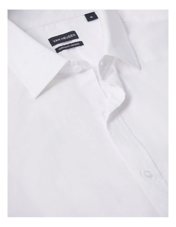 Linen Cotton Blend Shirt in White image 4
