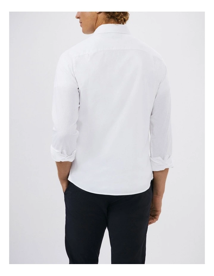 Linen Cotton Blend Shirt in White image 5