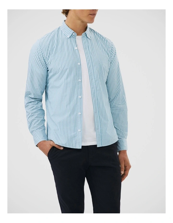 Washed Poplin Casual Shirt in Green image 2