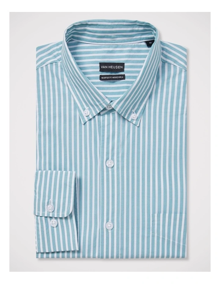 Washed Poplin Casual Shirt in Green image 3