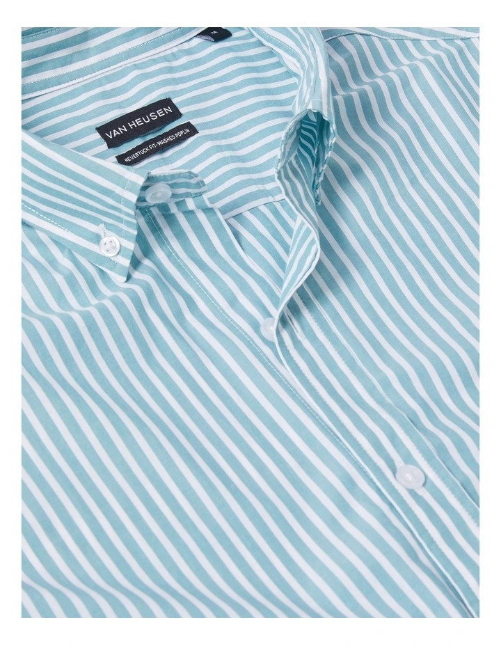 Washed Poplin Casual Shirt in Green image 5