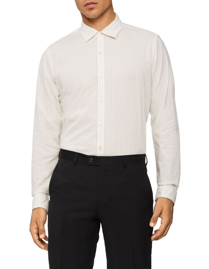 Casual Long Sleeve Melange Stripe Shirt Good Grey