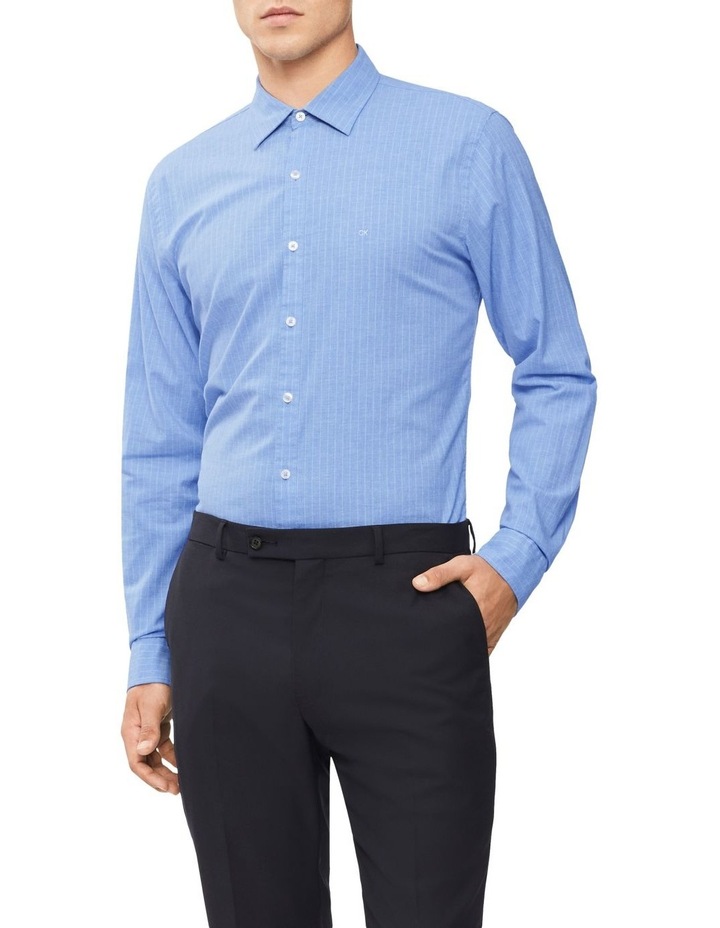 Casual Long Sleeve Melange Stripe Shirt Grape Mist Blue