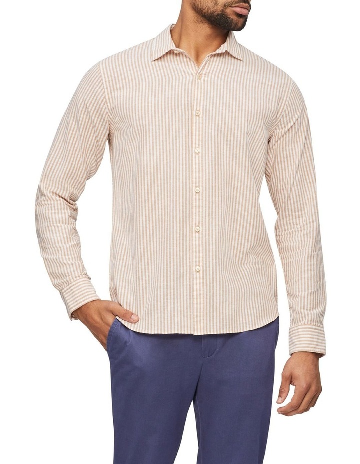 Nevertuck Long Sleeve Stripe Linen Shirt in