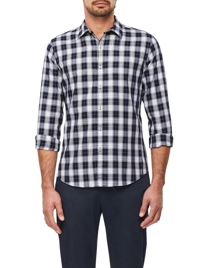 Long Sleeve 2 Tone Check Shirt in Blue/White