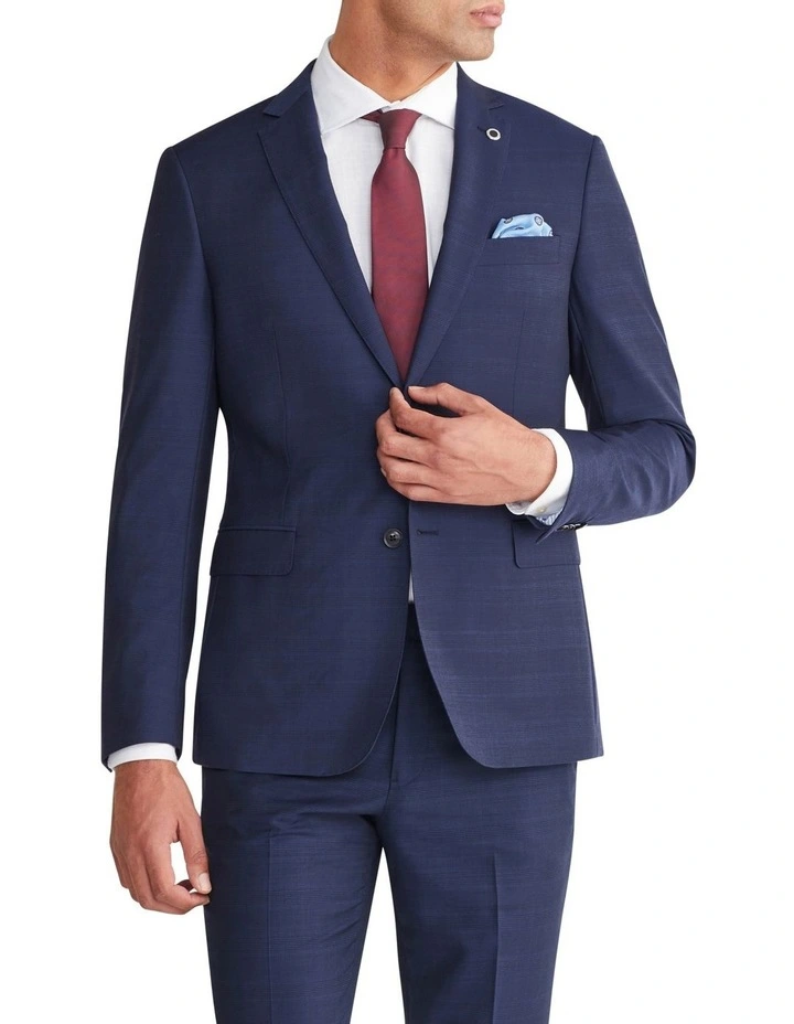 Slim Tonal Glen Check Suit Jacket in Blue image 1