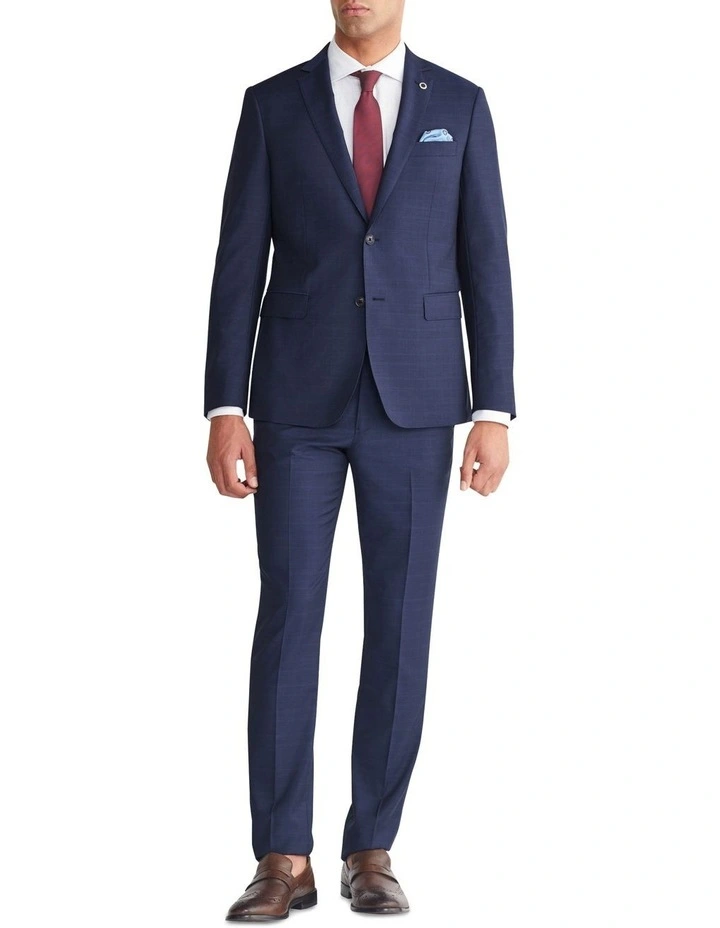 Slim Tonal Glen Check Suit Jacket in Blue image 2
