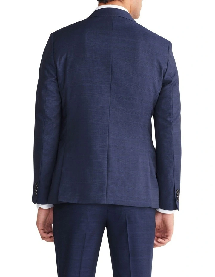 Slim Tonal Glen Check Suit Jacket in Blue image 3