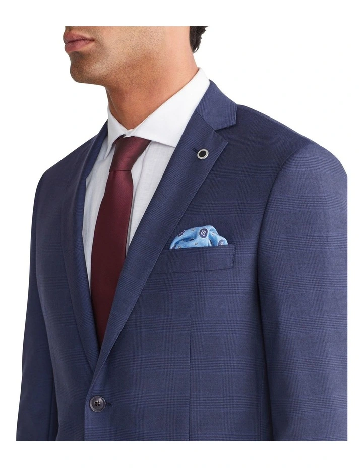 Slim Tonal Glen Check Suit Jacket in Blue image 4