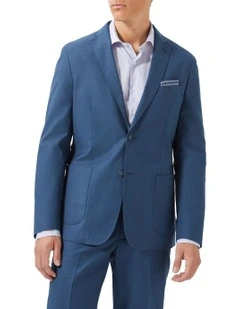 Slim Easy Care Linen Suit Jacket in Denim