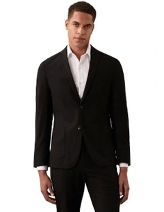 X-Slim Textured Wool Suit Jacket in Black