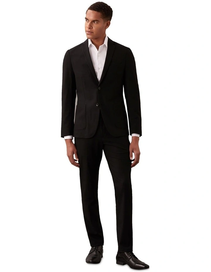 X-Slim Textured Wool Suit Jacket in Black image 3