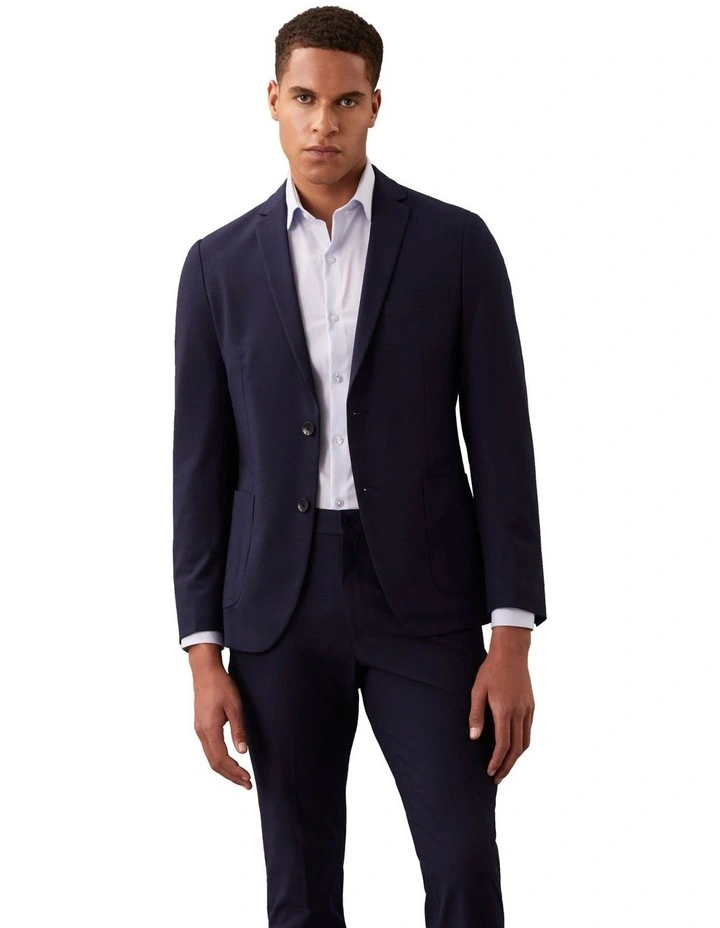 X-Slim Textured Travel Suit Jacket in Navy image 1