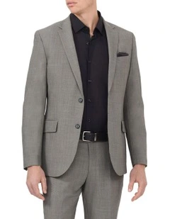 Tailored Suit Jacket Wool Blend Heritage Weave Grey