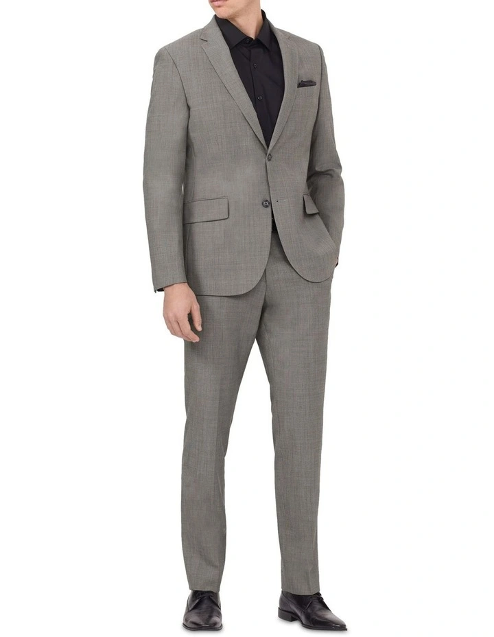 Tailored Suit Jacket Wool Blend Heritage Weave Grey image 2