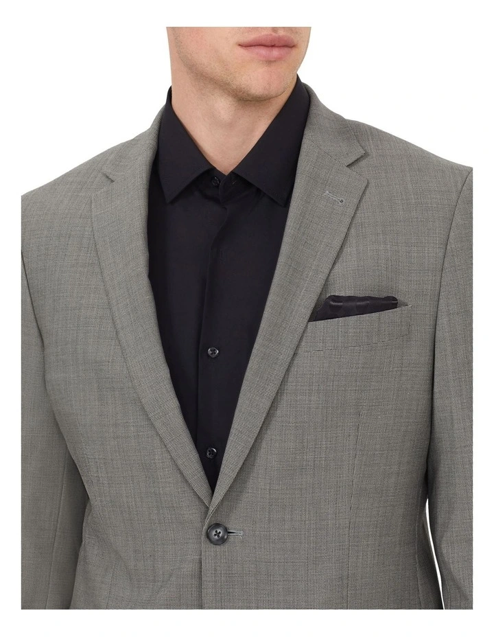 Tailored Suit Jacket Wool Blend Heritage Weave Grey image 4