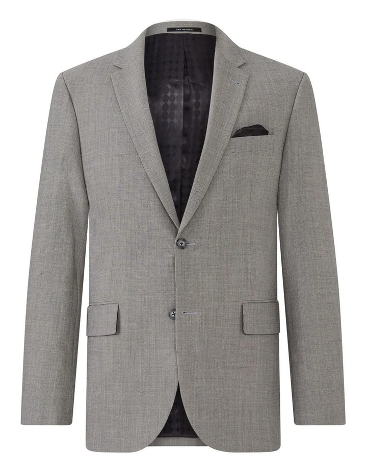 Tailored Suit Jacket Wool Blend Heritage Weave Grey image 5