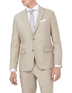 Tailored Suit Jacket Wool Blend Plain in Oatmilk