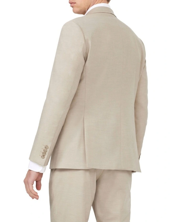 Tailored Suit Jacket Wool Blend Plain in Oatmilk image 2
