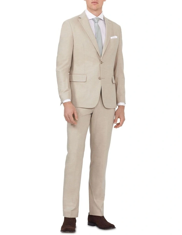 Tailored Suit Jacket Wool Blend Plain in Oatmilk image 4