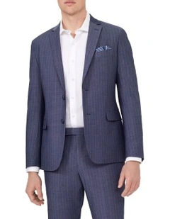 Slim Pin Stripe Suit Jacket in Indigo