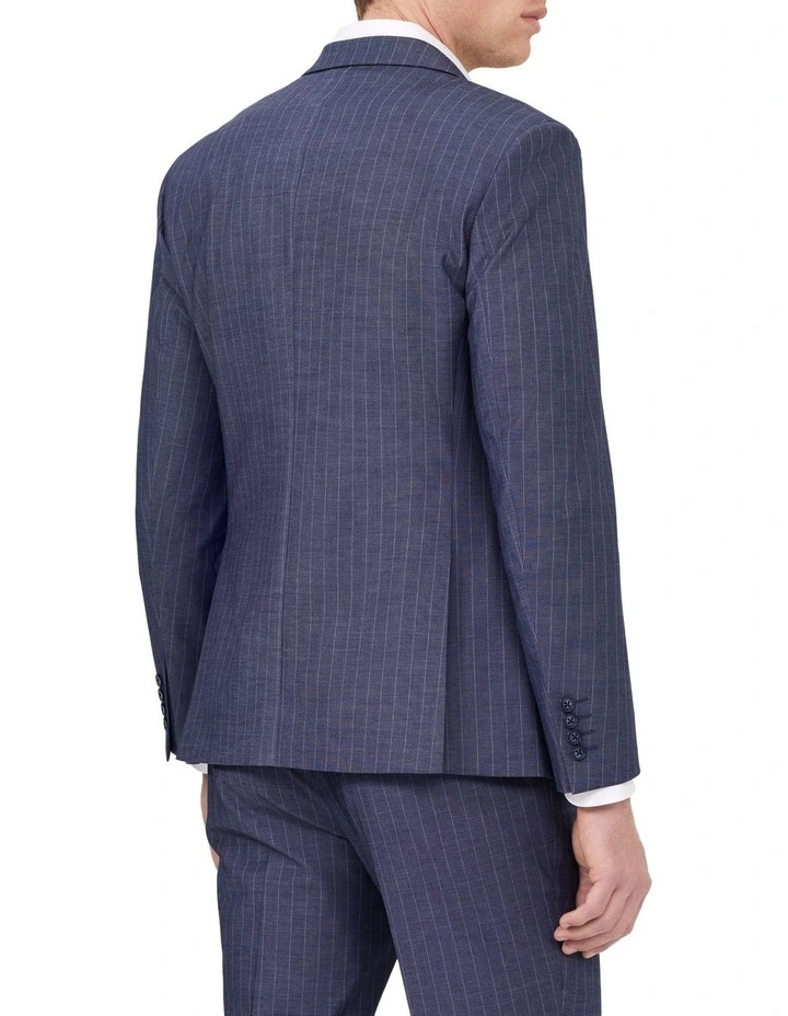 Slim Pin Stripe Suit Jacket in Indigo image 2