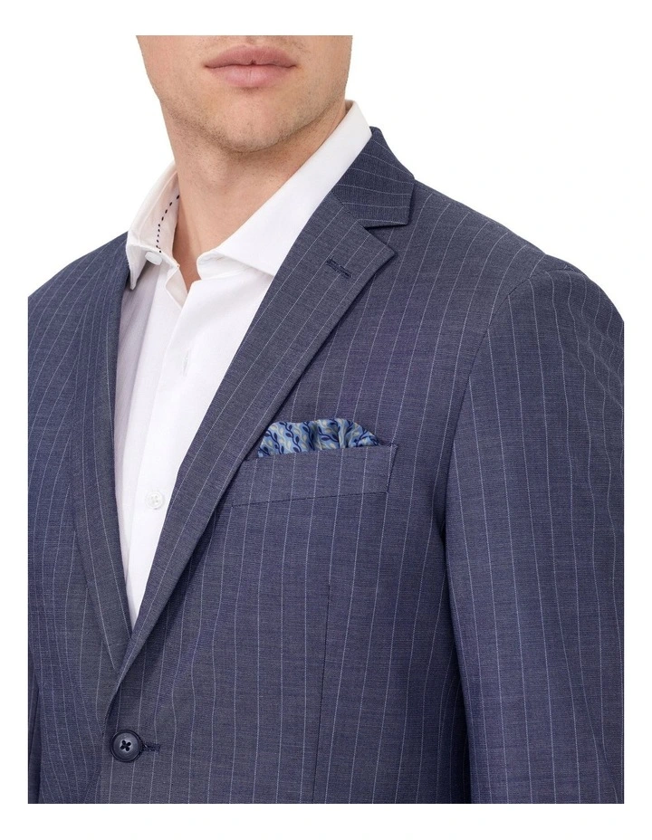 Slim Pin Stripe Suit Jacket in Indigo image 4