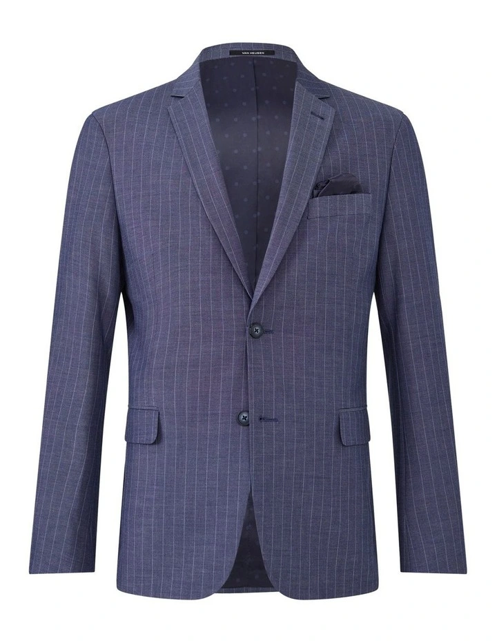 Slim Pin Stripe Suit Jacket in Indigo image 5