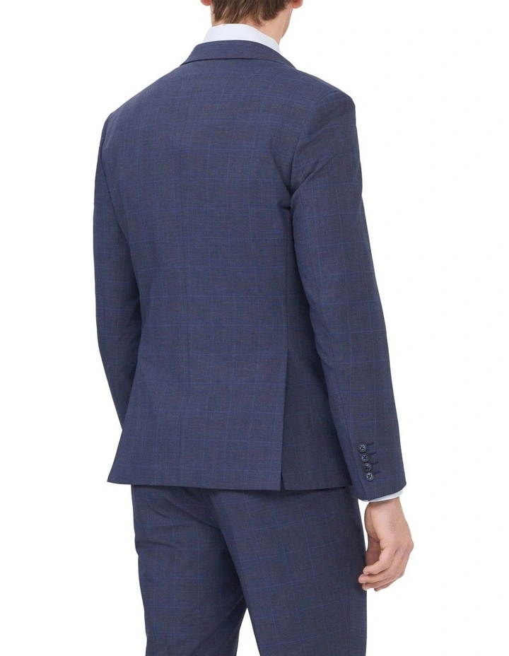 Prince Of Wales Check Slim Suit Jacket in Navy image 3