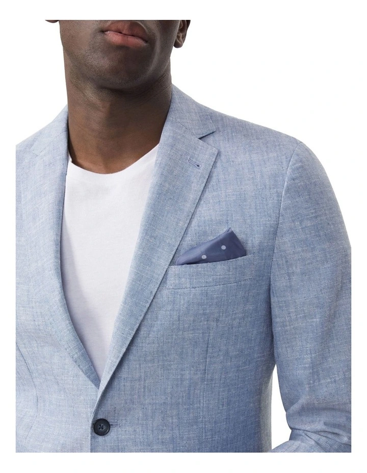 Slim Easy Care Linen Blazer in Blue image 4