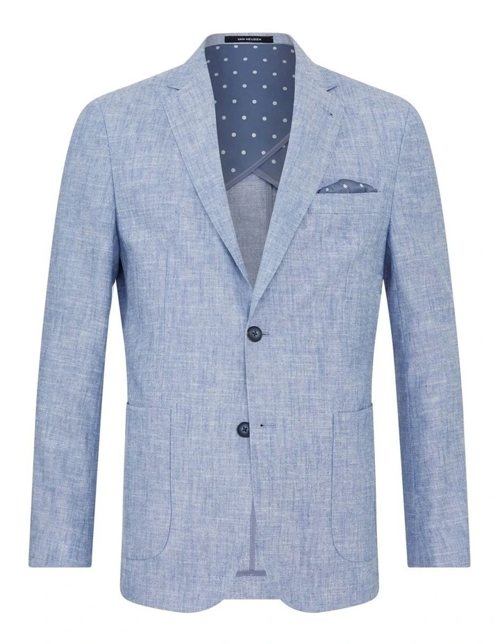 Slim Easy Care Linen Blazer in Blue image 5