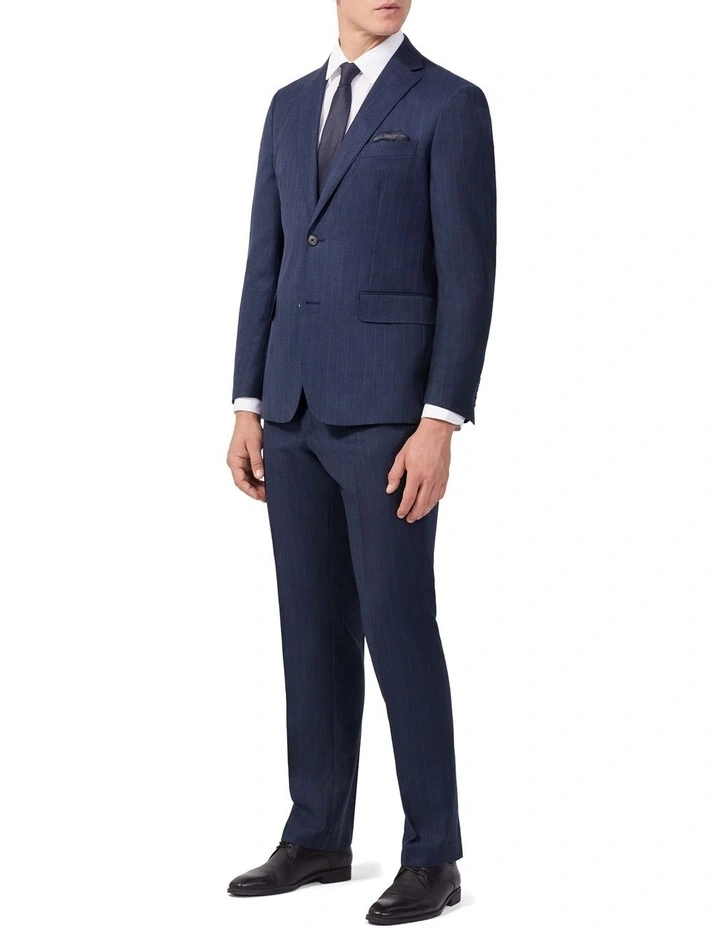 Wool Blend Tailored Suit Jacket in Stripe Navy image 1
