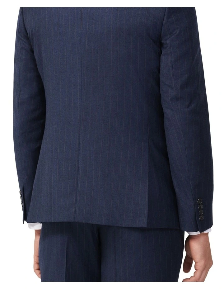 Wool Blend Tailored Suit Jacket in Stripe Navy image 2
