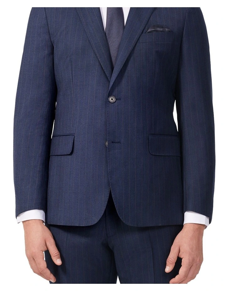 Wool Blend Tailored Suit Jacket in Stripe Navy image 3