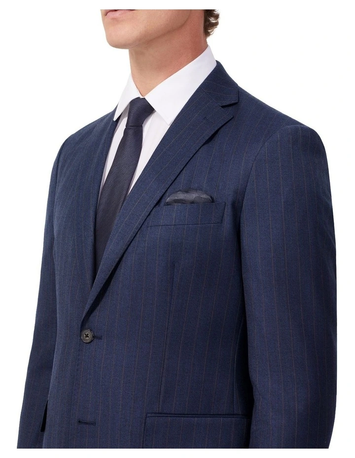 Wool Blend Tailored Suit Jacket in Stripe Navy image 4