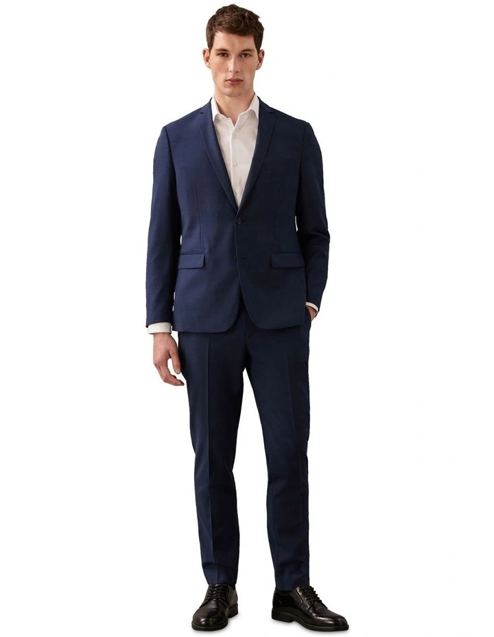 Glen Check Suit Jacket in Blue image 2