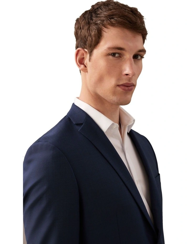 Glen Check Suit Jacket in Blue image 3