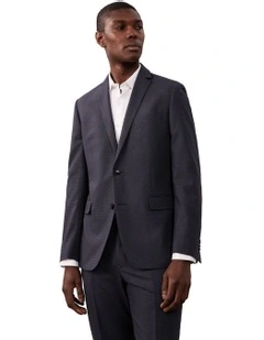 Puppytooth Slim Suit Jacket in Blue