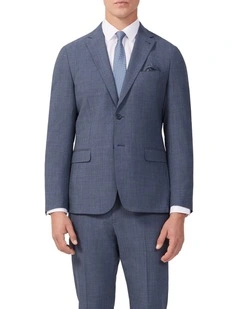 Wool Blend Heritage Weave Suit Jacket in Blue