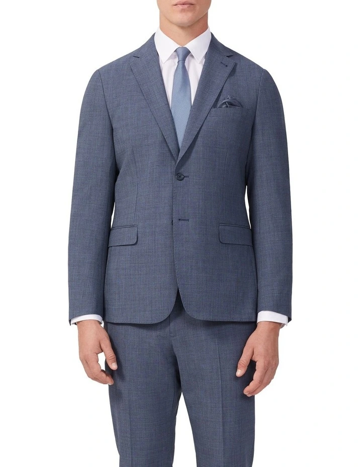 Wool Blend Heritage Weave Suit Jacket in Blue image 1